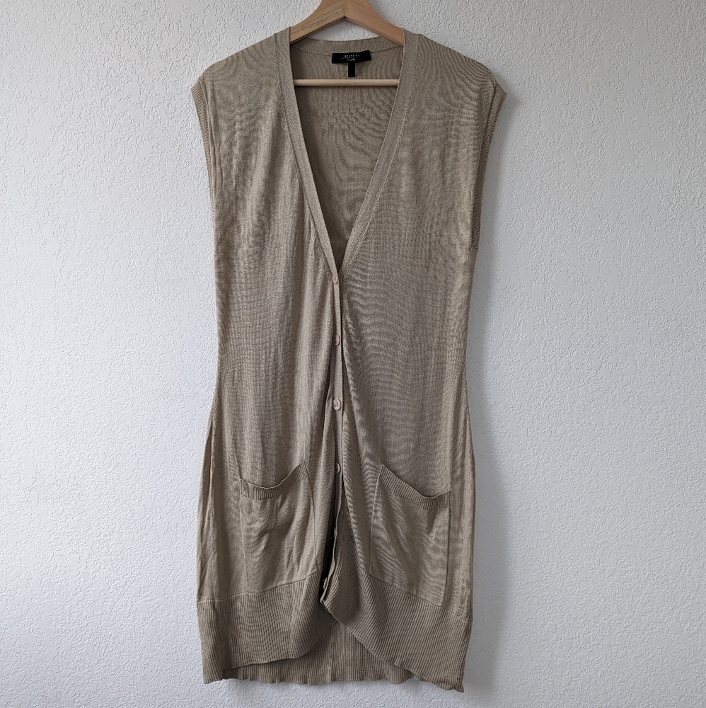 Weekend Max Mara Sleeveless Longline Duster Cardigan Size L